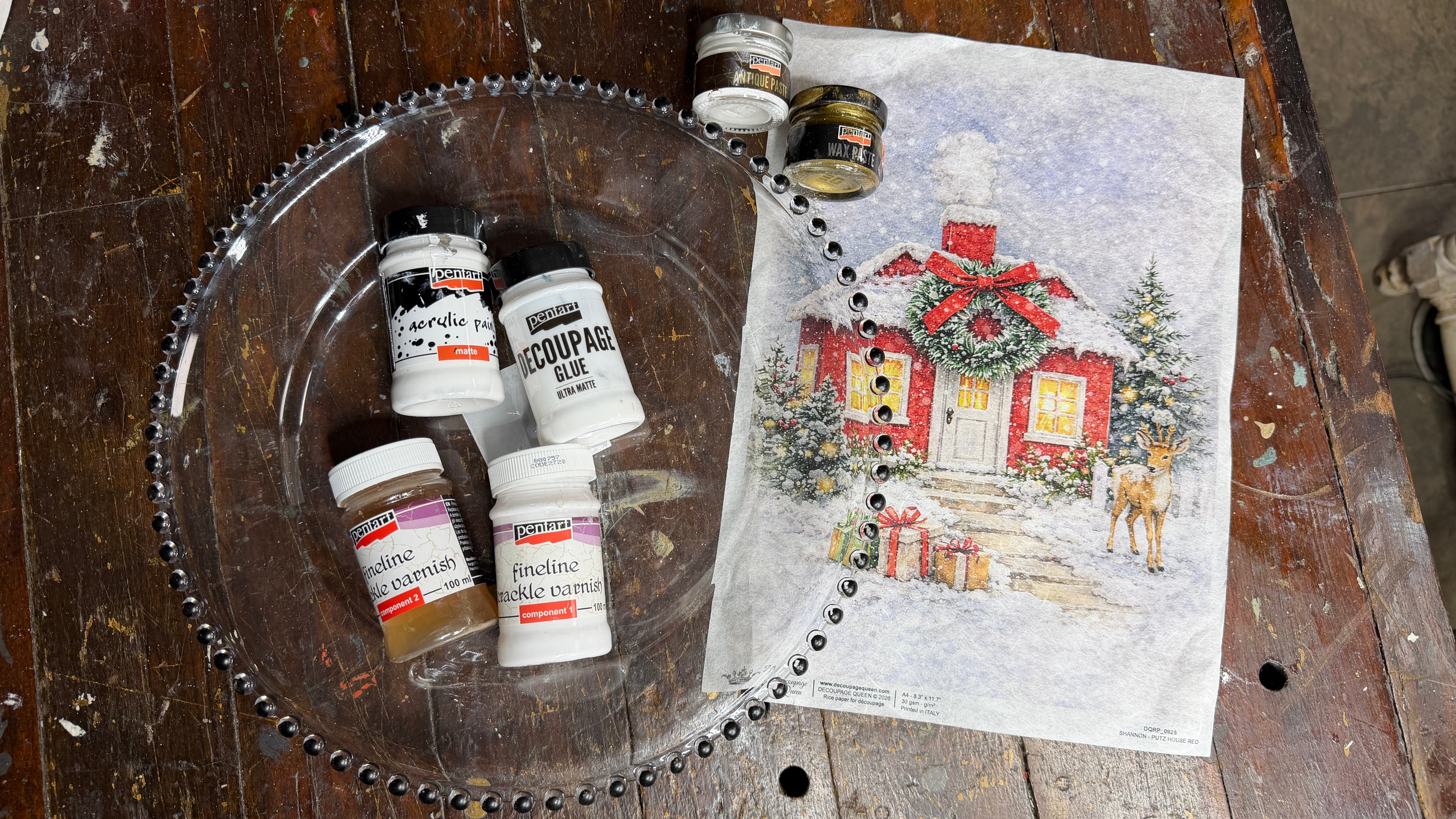 Fineline Crackle Reverse Decoupage | Live in the Studio with Pentart 1 ...