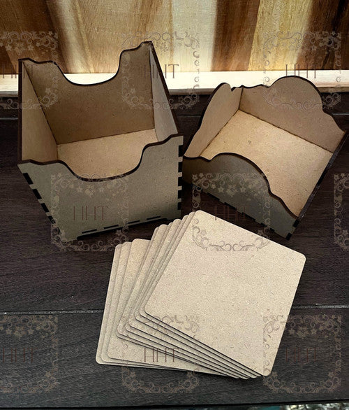 Handcrafted Holiday Traditions MDF Coaster Box with 10 Coasters