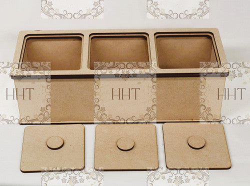 HHT MDF Compartment Organizer Box 9.75" x 3.5" x 3.2"