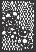 Decoupage Queen Hobbilicious Distressed Diamond Splatter Stencil A4