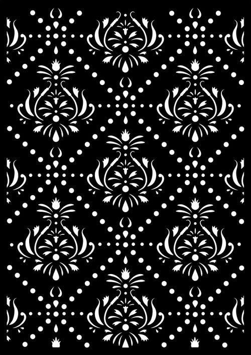 Decoupage Queen Hobbilicious Damask Tiles Stencil A4