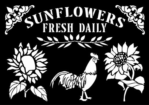 Decoupage Queen Fresh Sunflowers Stencil