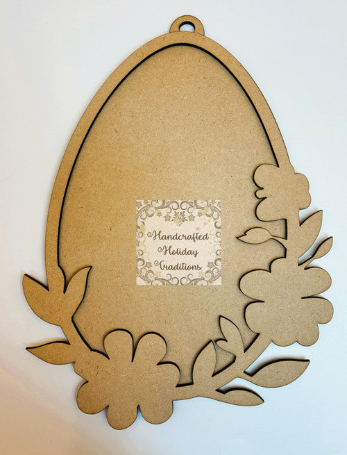 MDF Framed Floral Egg, 2 Pcs