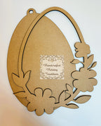 MDF Framed Floral Egg, 2 Pcs