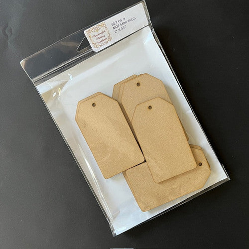 Handcrafted Holiday Traditions MDF Set of 9 MDF Tags 2" x 3.5"