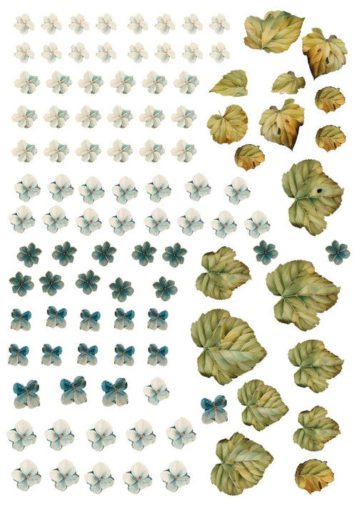 LaBlanche Nostalgia 4 Leaves and Flower Buds A4 Rice Paper