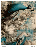 LaBlanche Peacock Floral Collage A4 rice paper