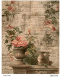 LaBlanche Pink Floral Urns A4 rice paper