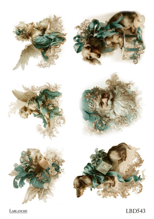 LaBlanche Angels and Sleeping Puppies Vignettes A4 Rice Paper