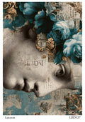 LaBlanche Blue Floral Portrait A4 rice paper