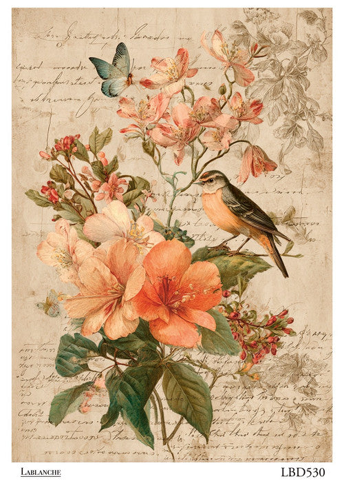 LaBlanche Spring Bird Blossom A4 rice paper