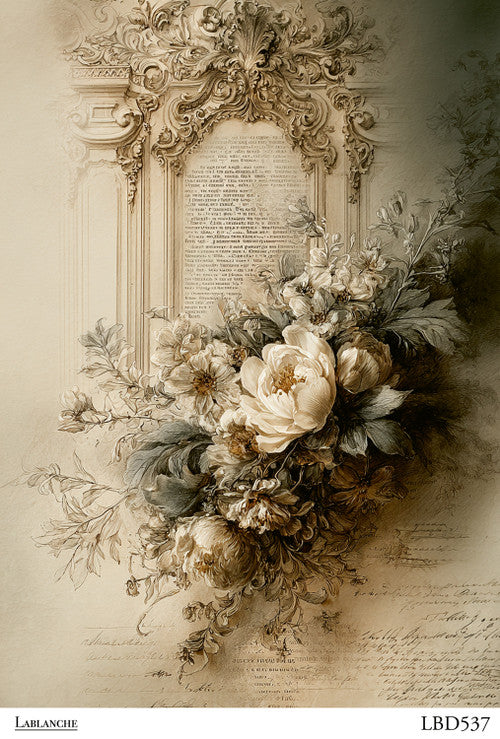 LaBlanche Baroque Floral Script A4 rice paper