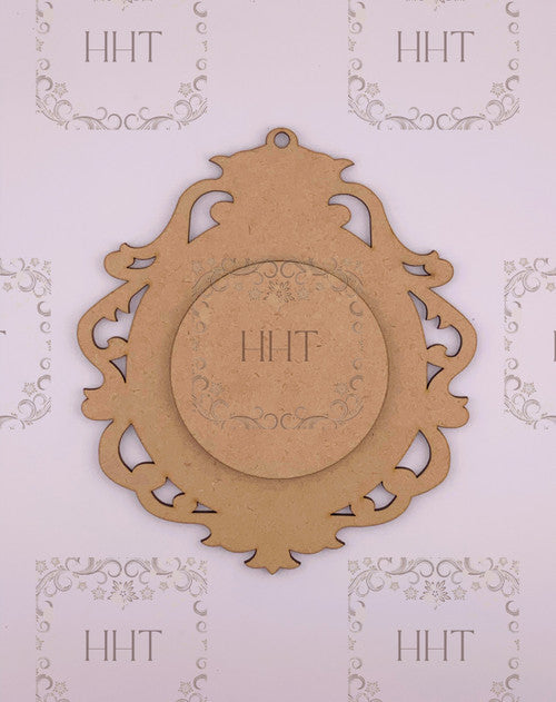 MDF Circle Ornament with Center Overlay, 2 Pieces