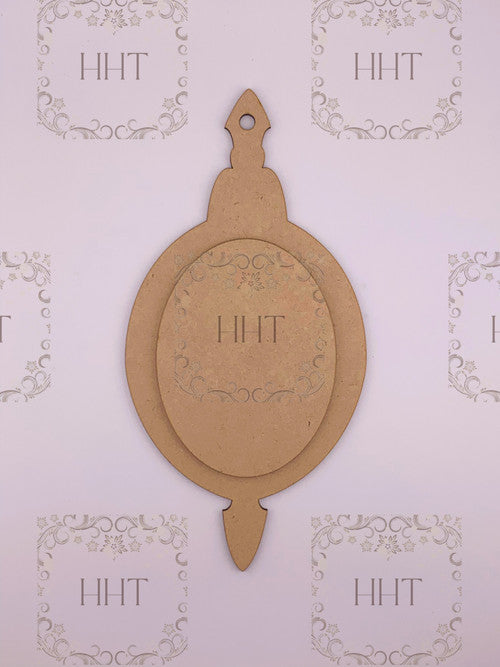 MDF Oval Ornament with Center Overlay, 2 Pieces