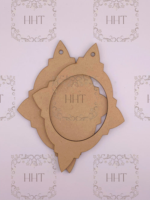 MDF Ornament Star with Overlay Frame, 2 pieces