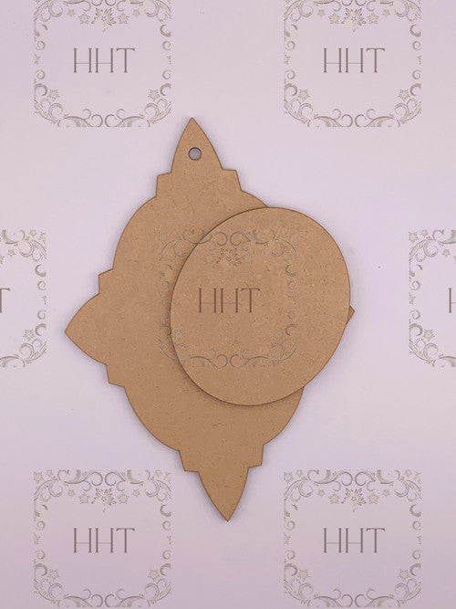 MDF Ornament Star with Center Overlay, 2 pieces