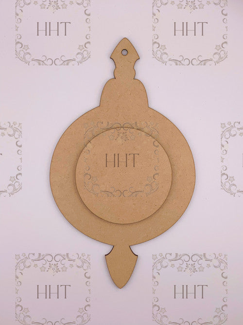 MDF Round Ornament with Center Overlay, 2 pieces