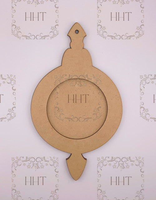 MDF Round Ornament with Overlay Frame, 2 pieces