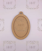 MDF Ornament w/ Oval Overlay Frame, 2 pieces