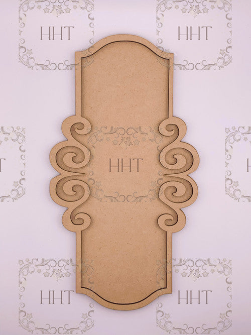 MDF Plaque with Scrolled Frame Overlay, 2 pieces